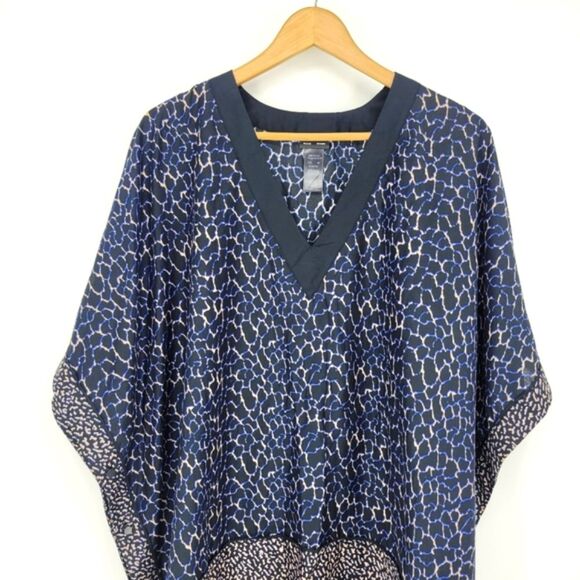 NEW Proenza Schouler xs/s silk-blend kaftan black blue leopard print resortwear - Picture 10 of 10